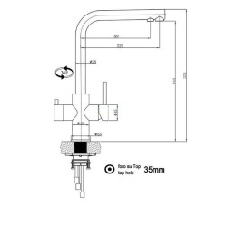 3-way Monobloc Mixer Tap - Elegant 90° Satin