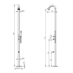 Doccia in acciaio 316L modello BOSA colore Inox