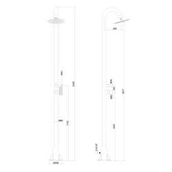 Doccia in acciaio 316L modello LUNA D colore Inox