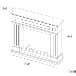 Wooden Frame for Built-in Electric Fireplace Model PIENZA Black