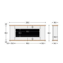 KIT Fireplace and Cabinet gray wood DESIO-150 750-1500W