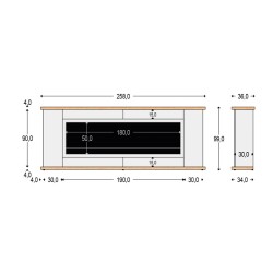 KIT Fireplace and Cabinet gray wood DESIO-180 750-1500W