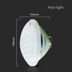 18W Led per piscina PAR56 VETRO Luce Fredda