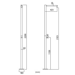 Doccia in acciaio 316L modello MONOCOLO FREDDA colore Inox