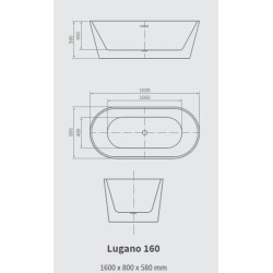 LUGANO16 Free standing bath indoor 1 seat 160x80x58cm