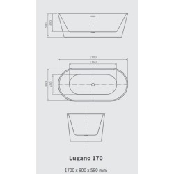 LUGANO17 Free standing bath indoor 1 seat 170x80x58cm